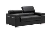 Italian 100% leather sofa in black w/ adjustable headrests additional photo 3 of 4