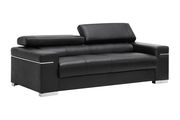 Italian 100% leather sofa in black w/ adjustable headrests additional photo 5 of 4