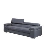 Italian 100% leather sofa in gray w/ adjustable headrests additional photo 4 of 8