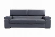 Italian 100% leather sofa in gray w/ adjustable headrests by J&M additional picture 9
