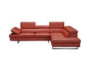 Dark orange leather adjustable headrests sectional sofa by J&M additional picture 2
