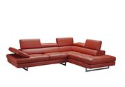 Dark orange leather adjustable headrests sectional sofa by J&M additional picture 3