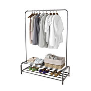 Black&silver clothing garment rack with shelves, metal cloth hanger rack stand clothes drying rack for hanging clothes by La Spezia additional picture 4