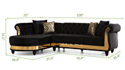 Velvet fabric in black sectional with gold stainless steel by La Spezia additional picture 2