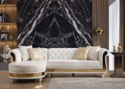Velvet fabric in beige sectional with gold stainless steel by La Spezia additional picture 2