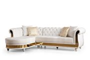 Velvet fabric in beige sectional with gold stainless steel by La Spezia additional picture 3