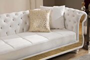 Velvet fabric in beige sectional with gold stainless steel by La Spezia additional picture 4