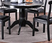 Black finish classic design 5pc set round dining table and 4 side chairs with cushion fabric upholstery seat by La Spezia additional picture 2