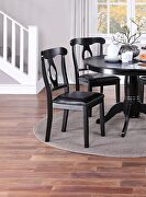 Black finish classic design 5pc set round dining table and 4 side chairs with cushion fabric upholstery seat by La Spezia additional picture 5