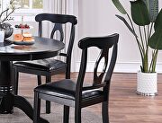 Black finish classic design 5pc set round dining table and 4 side chairs with cushion fabric upholstery seat by La Spezia additional picture 6