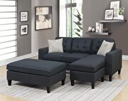 Black tufted polyfiber reversible 3-pc sectional sofa set by La Spezia additional picture 11