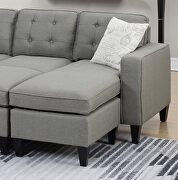 Light gray tufted polyfiber reversible 3-pc sectional sofa set by La Spezia additional picture 2
