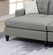 Light gray tufted polyfiber reversible 3-pc sectional sofa set by La Spezia additional picture 3