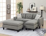 Light gray tufted polyfiber reversible 3-pc sectional sofa set by La Spezia additional picture 6