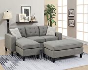 Light gray tufted polyfiber reversible 3-pc sectional sofa set by La Spezia additional picture 7