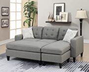 Light gray tufted polyfiber reversible 3-pc sectional sofa set by La Spezia additional picture 10