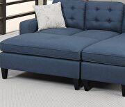 Navy tufted polyfiber reversible 3-pc sectional sofa set by La Spezia additional picture 13