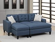 Navy tufted polyfiber reversible 3-pc sectional sofa set by La Spezia additional picture 5