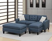 Navy tufted polyfiber reversible 3-pc sectional sofa set by La Spezia additional picture 9