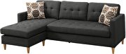 Black polyfiber tufted back sectional sofa with reversible chaise by La Spezia additional picture 4