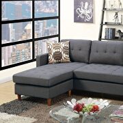 Blue gray polyfiber tufted back sectional sofa with reversible chaise by La Spezia additional picture 3
