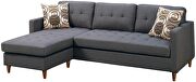 Blue gray polyfiber tufted back sectional sofa with reversible chaise by La Spezia additional picture 6