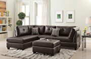 Espresso bonded leather reversible 3-pcs sectional sofa with ottoman by La Spezia additional picture 3