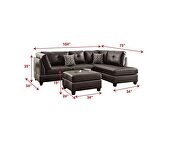 Espresso bonded leather reversible 3-pcs sectional sofa with ottoman by La Spezia additional picture 4