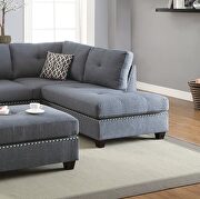 Blue/ gray polyfiber reversible 3-pcs sectional sofa with ottoman by La Spezia additional picture 4
