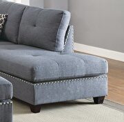 Blue/ gray polyfiber reversible 3-pcs sectional sofa with ottoman by La Spezia additional picture 7