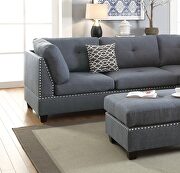 Blue/ gray polyfiber reversible 3-pcs sectional sofa with ottoman by La Spezia additional picture 9