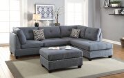 Blue/ gray polyfiber reversible 3-pcs sectional sofa with ottoman by La Spezia additional picture 10