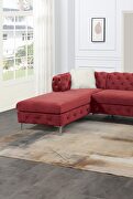 Burgundy velvet tufted cushion gorgeous sectional sofa by La Spezia additional picture 5