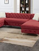 Burgundy velvet tufted cushion gorgeous sectional sofa by La Spezia additional picture 6