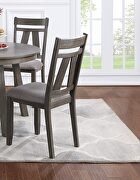 5-pc dining set: dark brown wooden top round table and 4 side chairs in gray fabric by La Spezia additional picture 4