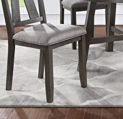 5-pc dining set: dark brown wooden top round table and 4 side chairs in gray fabric by La Spezia additional picture 7