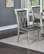 Metallic-like silver and crystal accents round glass top dining table and 4 chairs by La Spezia additional picture 2