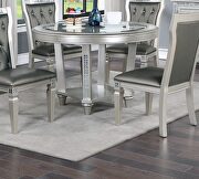 Metallic-like silver and crystal accents round glass top dining table and 4 chairs by La Spezia additional picture 3