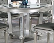 Metallic-like silver and crystal accents round glass top dining table and 4 chairs by La Spezia additional picture 6