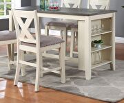 5pc counter height off-white/cream wooden dining table w/storage shelves and 4 high chairs by La Spezia additional picture 3