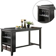 5pc counter height dark brown wooden dining table w/storage shelves and 4 high chairs by La Spezia additional picture 4