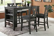 5pc counter height dark brown wooden dining table w/storage shelves and 4 high chairs by La Spezia additional picture 6