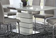 Gray/ white modern sleek design 7-pc dining set table with selfstoring leaf and 6 metal frame chairs by La Spezia additional picture 8