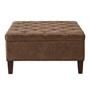 Brown fabric upholstery tufted square cocktail ottoman by La Spezia additional picture 2