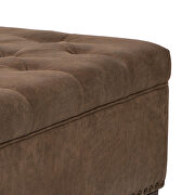 Brown fabric upholstery tufted square cocktail ottoman by La Spezia additional picture 4