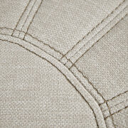 Tan fabric round pouf ottoman by La Spezia additional picture 3