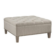 Taupe fabric upholstery tufted square cocktail ottoman by La Spezia additional picture 2