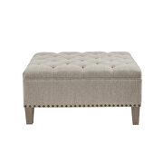 Taupe fabric upholstery tufted square cocktail ottoman by La Spezia additional picture 3