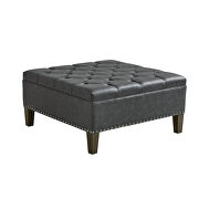 Charcoal gray pu upholstery tufted square cocktail ottoman by La Spezia additional picture 4
