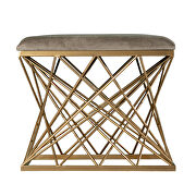 Gray square upholstered stool with golden iron base by La Spezia additional picture 3
